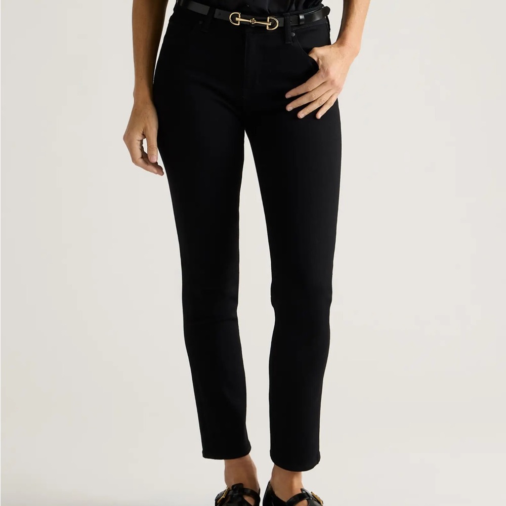 Quince Stretch Mid Rise Slim Straight Jeans